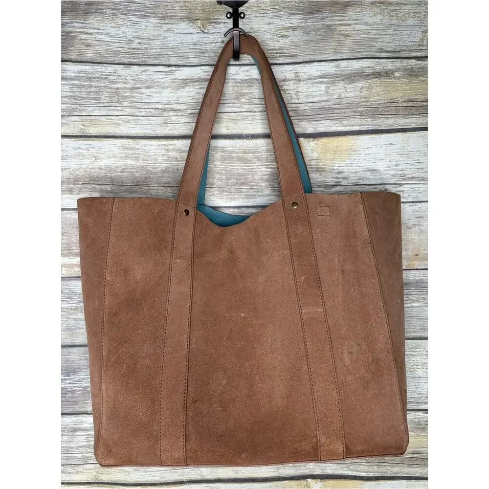 PENDLETON Tote Suede Reversible Tote Bag Brown/Aqua